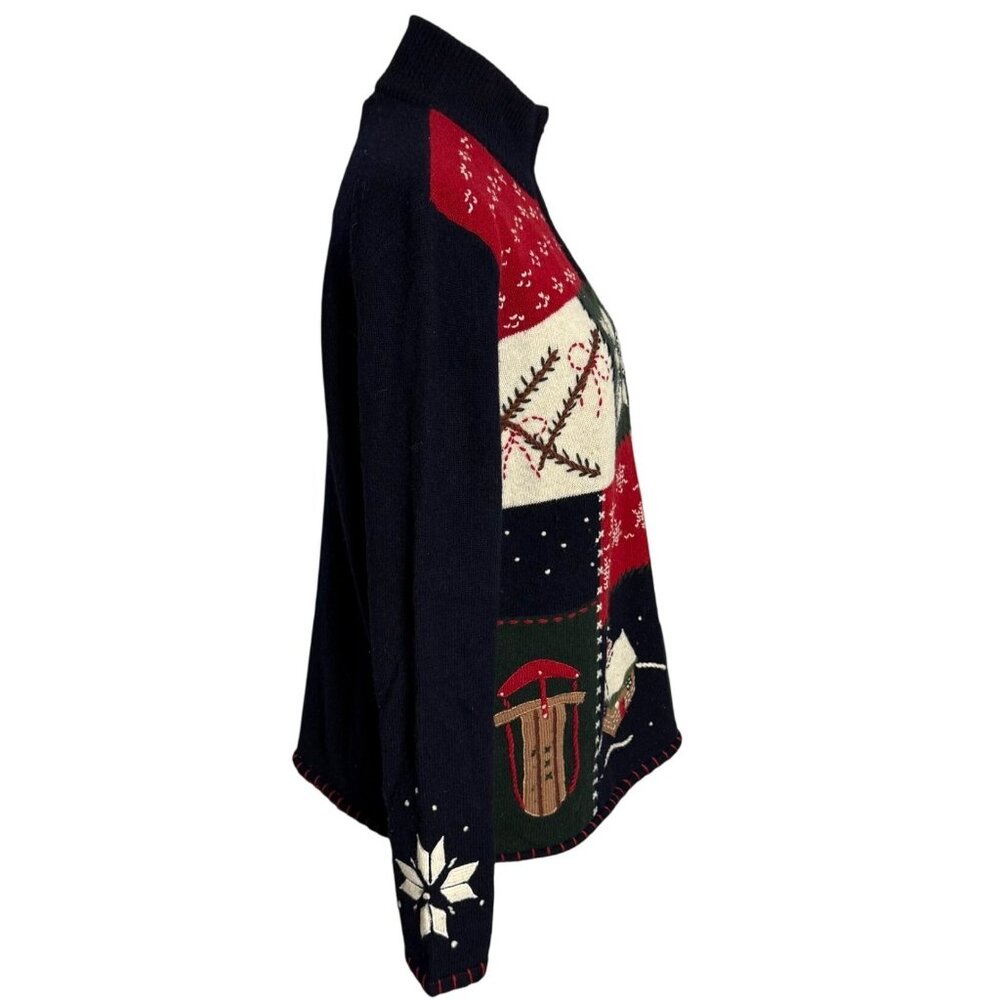 Lambswool Winter Patchwork Sweater Ski Lodge Snow… - image 3